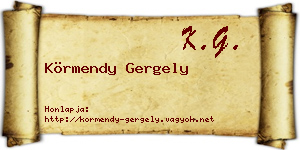 Körmendy Gergely névjegykártya