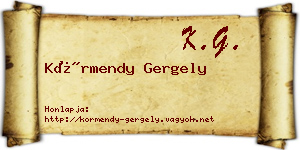 Körmendy Gergely névjegykártya